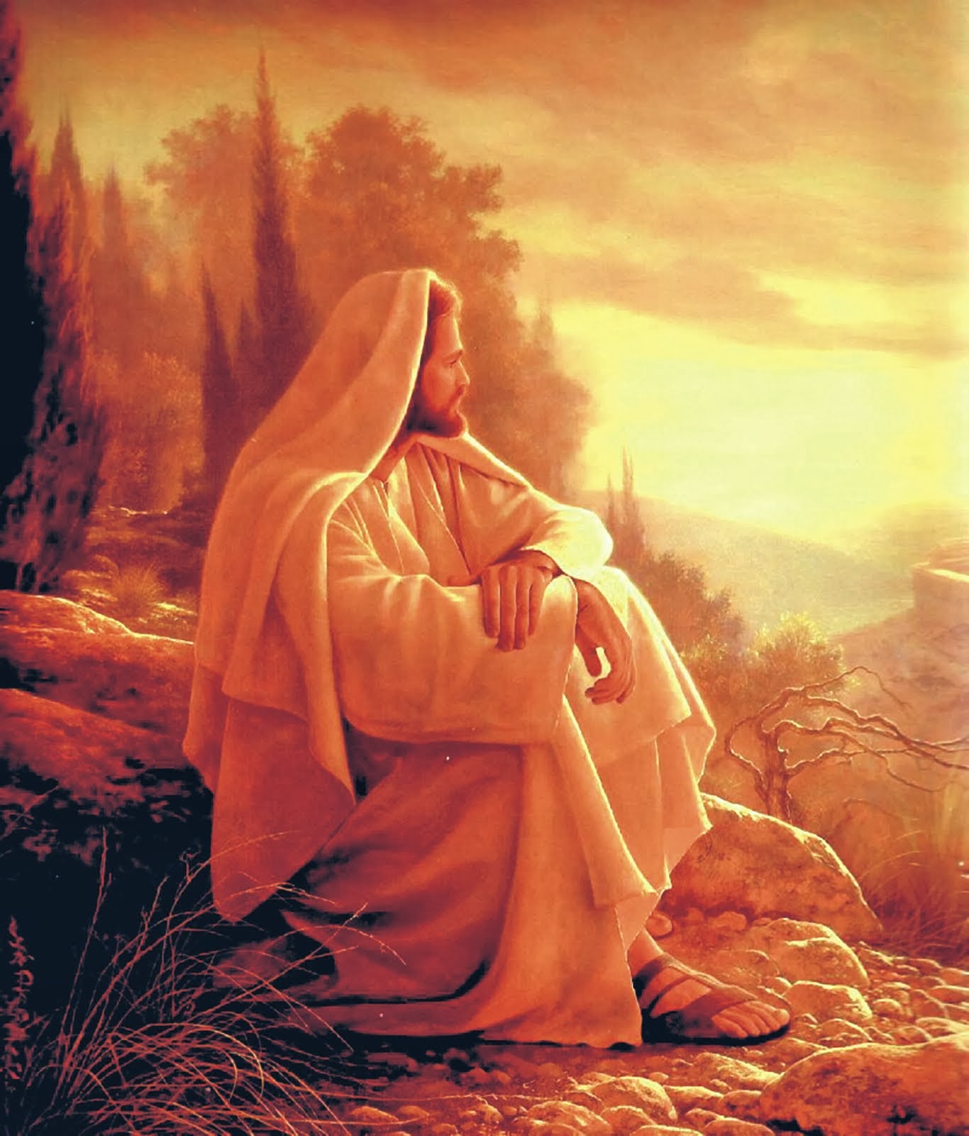 Jesus Sitting on Mountain